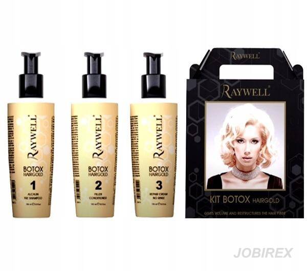 Raywell Botox HairGold to Profesjonalny Zabieg Regenerujący Włosy Botoks, 3x 150ml