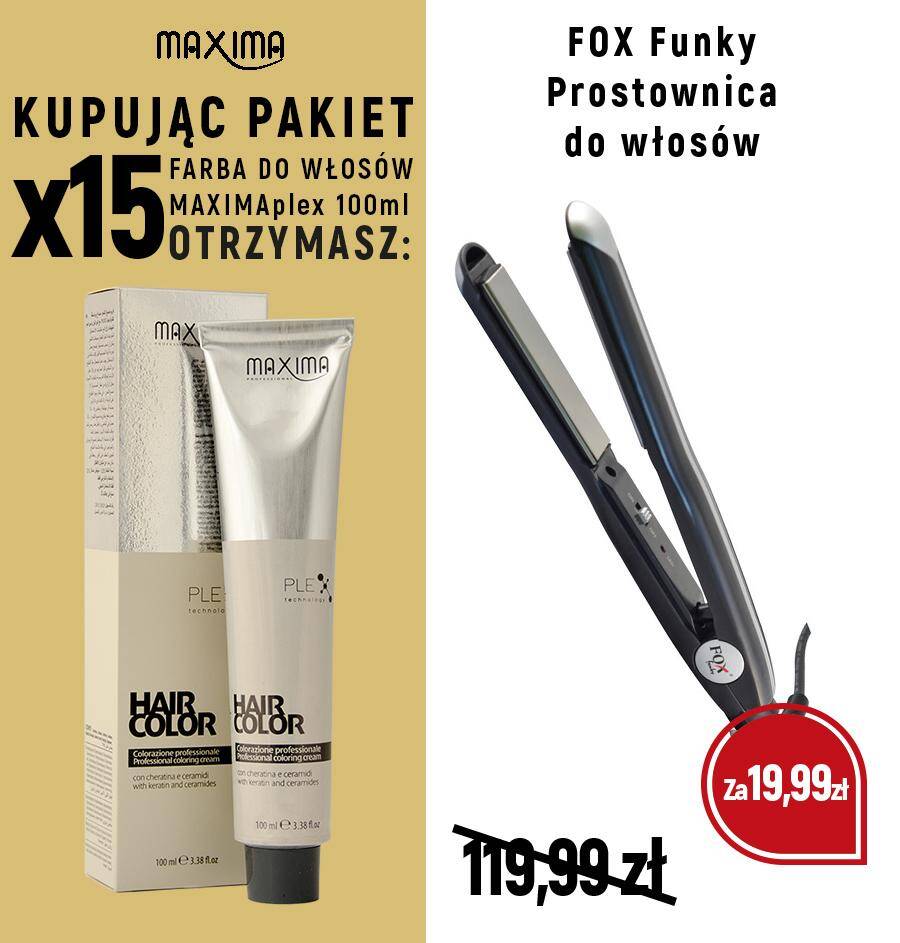 Farba MAXIMA Plex x 15 + prostownica Funky FOX  za 19,99 zł