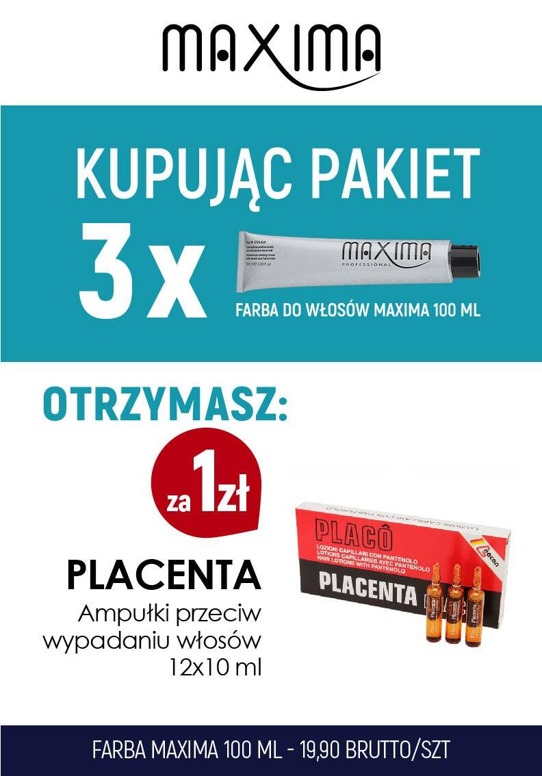 Farba MAXIMA x 3 + ampuł Placenata 12szt (Zdjęcie 1)