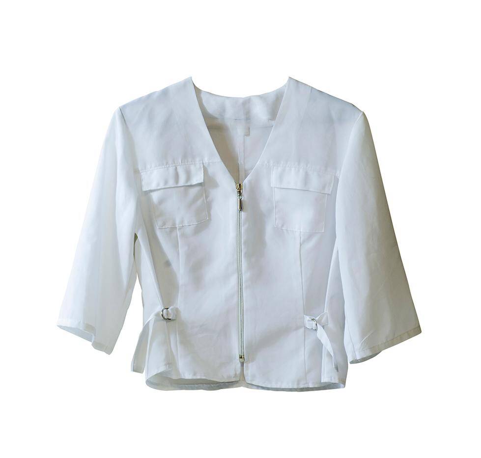 Fartuch PURE XS Bluzka biały ( na suwak, krótka )  POWYSTAWOWA