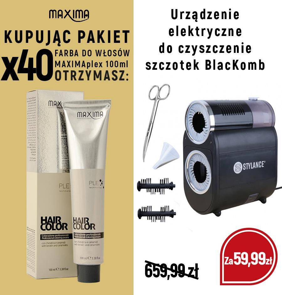 Farba MAXIMA Plex x 40 + urządzenie elektryczne do czyszczenie szczotek BlacKomb za 59,90 zł