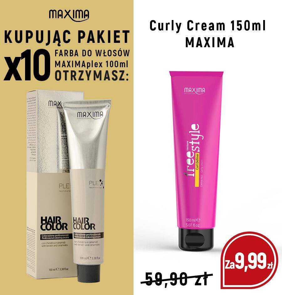 Farba MAXIMA Plex x 10 + Curly Cream 150ml MAXIMA  za 9,99zł