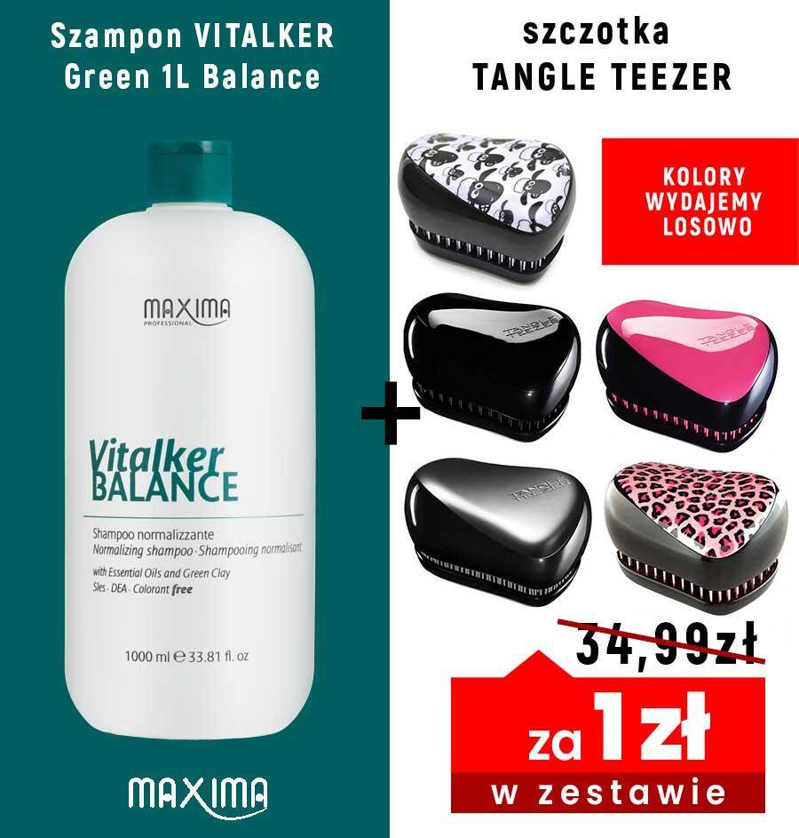 Szampon VITALKER Green 1L Balance MAXIMA Sebum + szczotka TT Elite za 1zł Tangle Teezer