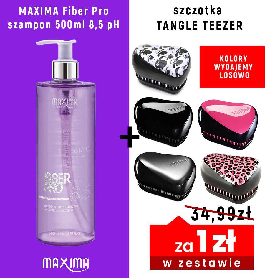 MAXIMA Fiber Pro szampon 500ml 8,5 pH Pre + szczotka TT Compact za 1zł zestaw Tangle Teezer