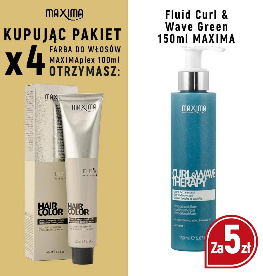 Farba MAXIMA Plex x 4 + fluid Curl & Wave Green 150ml MAXIMA za 5zł