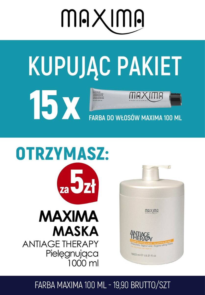 Farba 100 ml MAXIMA x 15 + maska 1L Anti Age