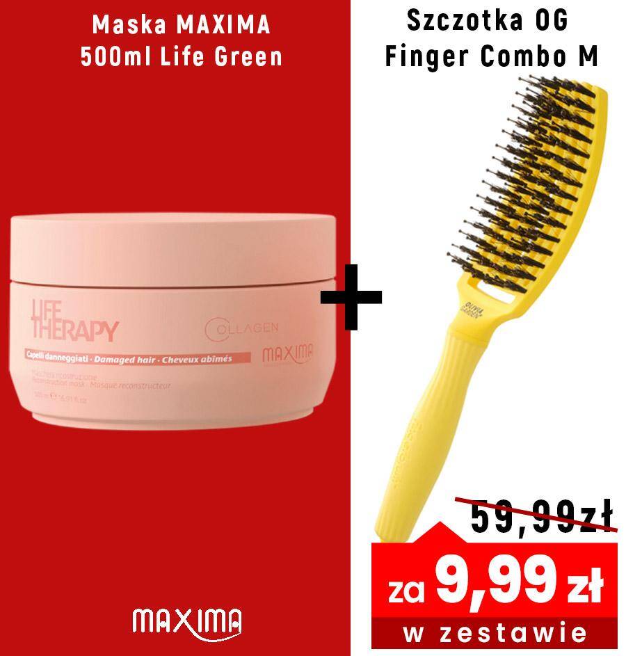 Maska MAXIMA Life Therapy 500ml Green + szczotka OG żółta Finger Sweet Lemoniade  za 9,99zł zestaw Olivia Garden