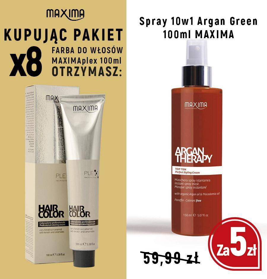 Farba MAXIMA Plex x 8 + spray 10w1 Argan Green 100ml MAXIMA za 5zł