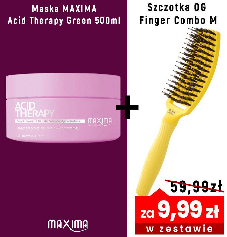 Maska MAXIMA Acid Therapy Green 500ml + szczotka OG żółta Finger Sweet Lemoniade  za 9,99zł zestaw Olivia Garden