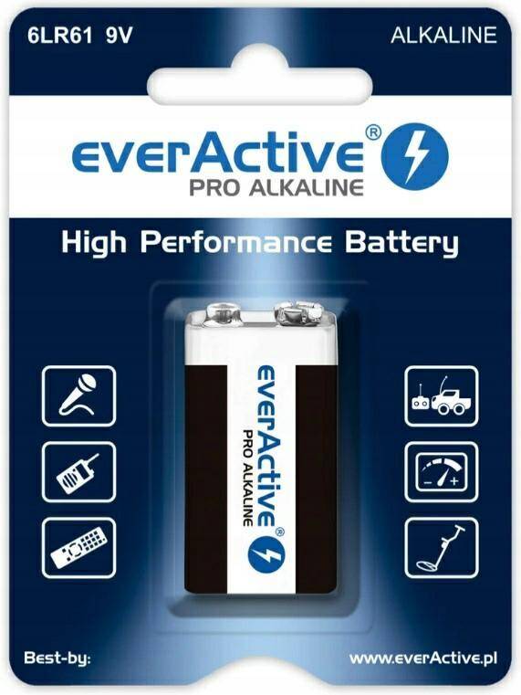 Bateria everActive Pro Alkaline 6LR61 9V
