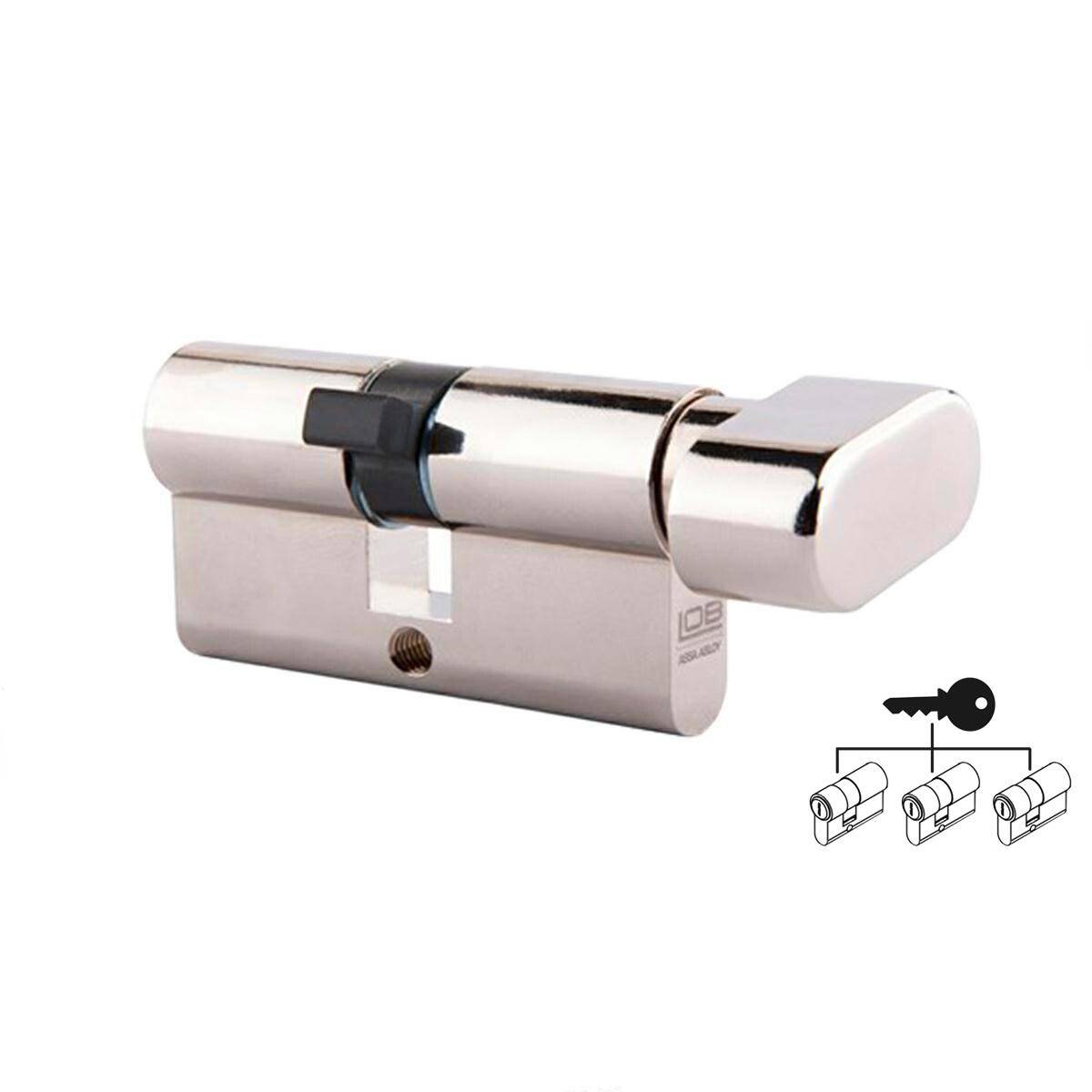 Zylinderschloss mit knopfgriff 35/30 nickel -set