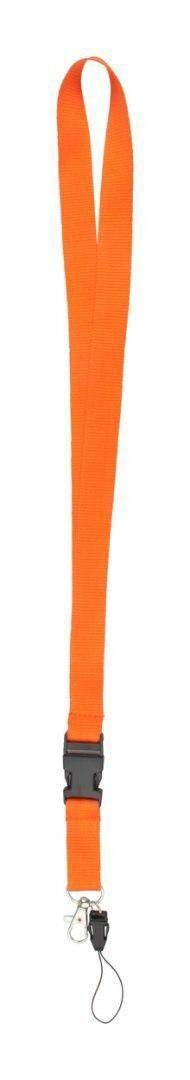 Orange lanyard with clip and phone holder - Length 80cm