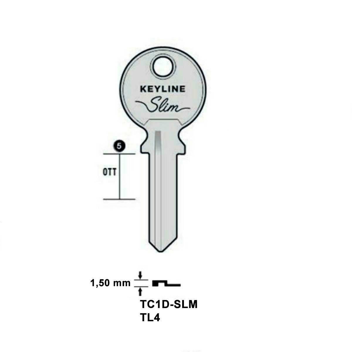 Notched key - Keyline TC1D 