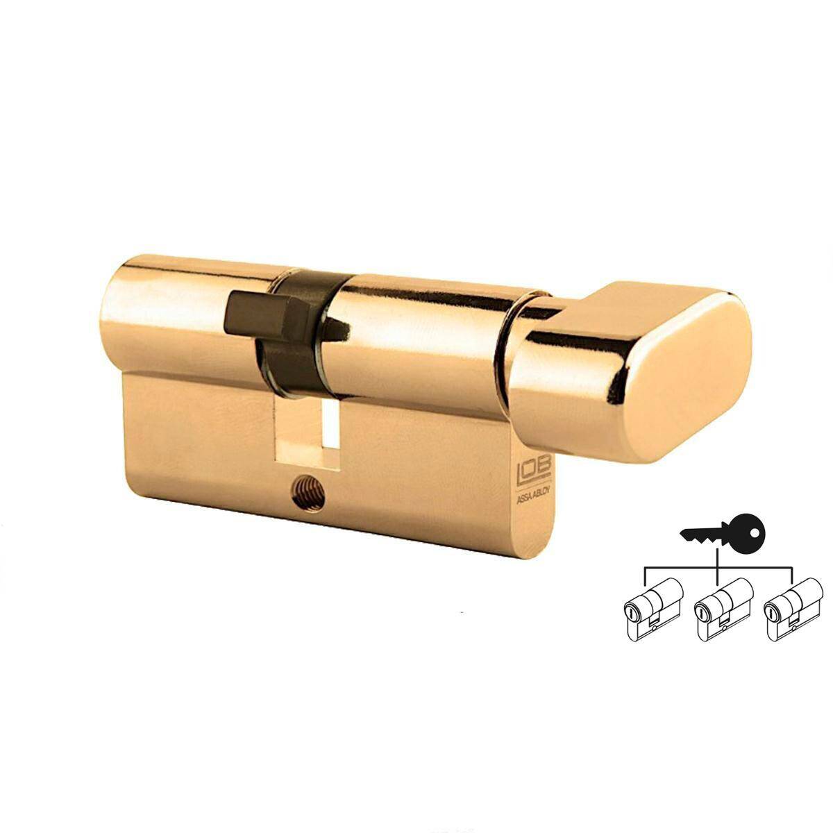 Zylinderschloss GWG54 messing 45/40 mit knopfgriff -set