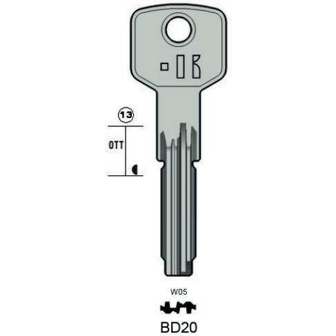 Drilled key - Keyline BD20