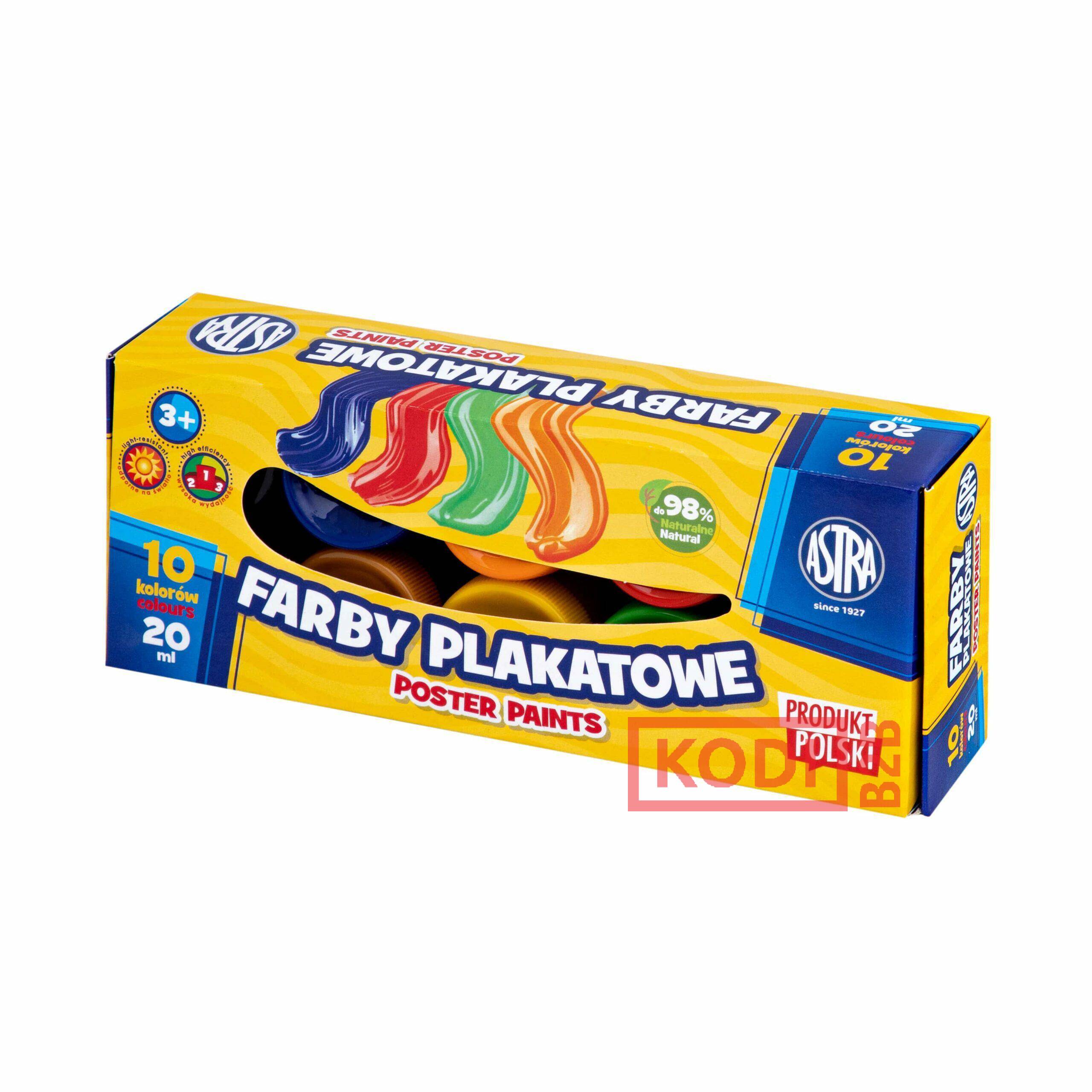 Farby plakatowe ASTRA 10 kol x 20 ml Sta