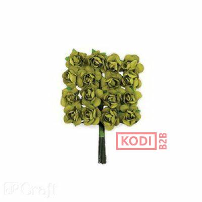 KWIATY PAPIEROWE 2CM 16 SZT RÓŻE-OLIVE