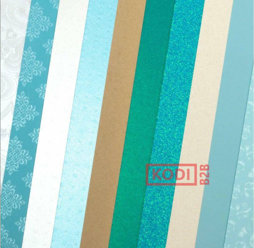 Karton ozdobny mix wzorów błękitne tonac