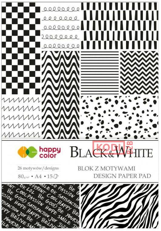 Blok z motywami Black&White, 80g/m2, A4,