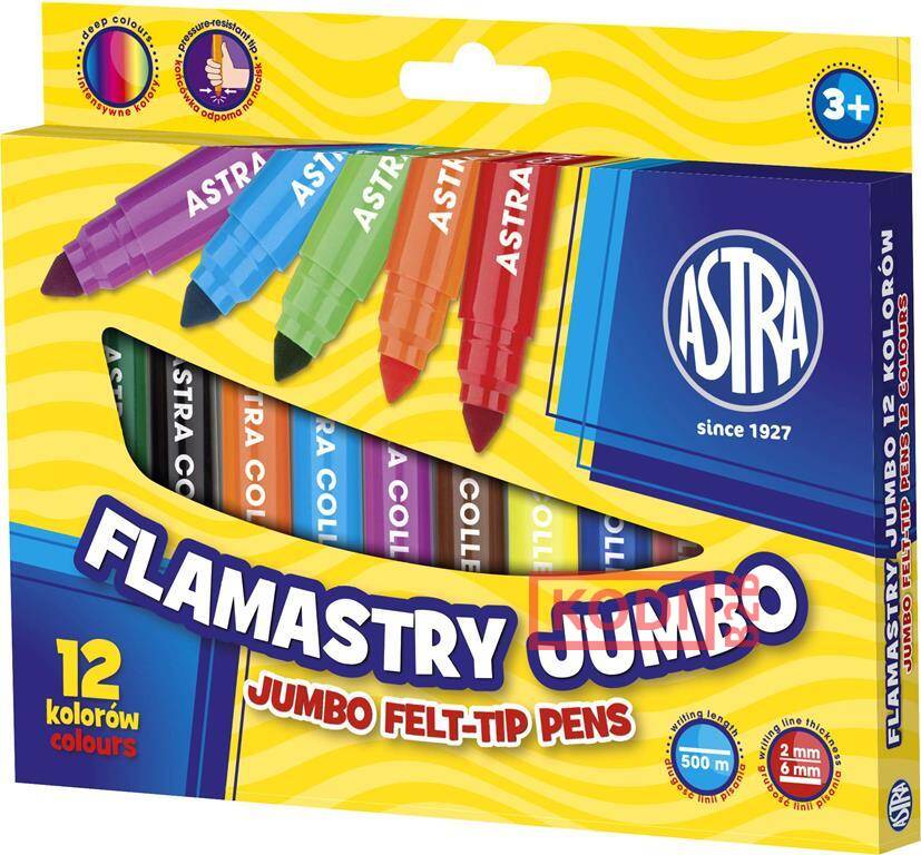 FLAMASTRY JUMBO - 12 kolorów ASTRA