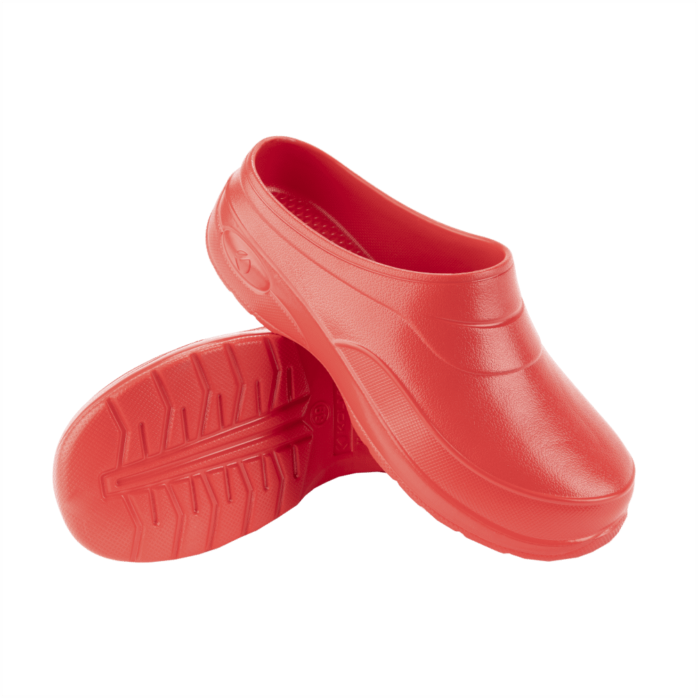 Red clogs