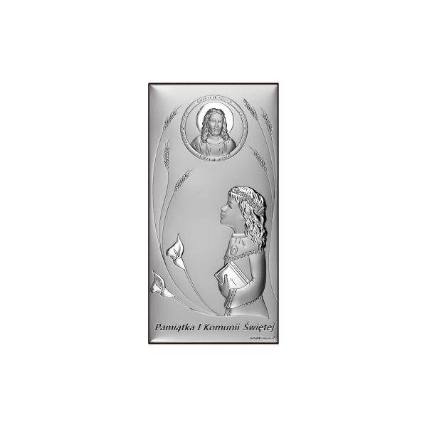 Obrazek srebrny, Pamiątka Pierwszej Komunii Świętej - Dziewczynka