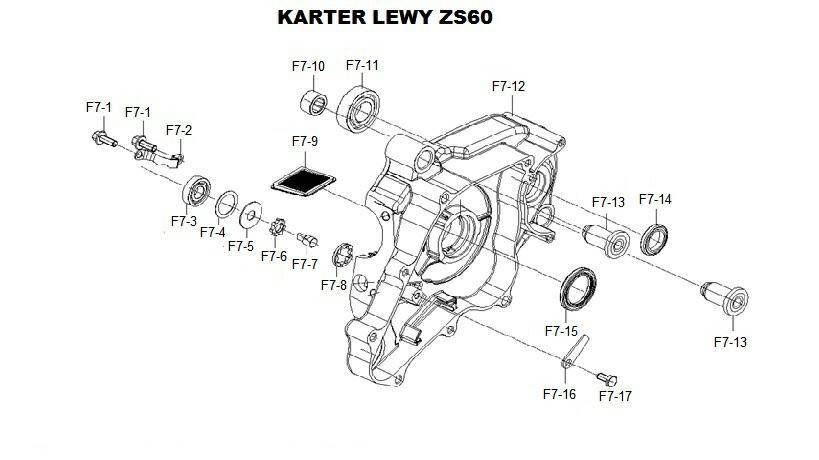 Karter lewy silnika LMX 60 /F7-12/ (Zdjęcie 3)