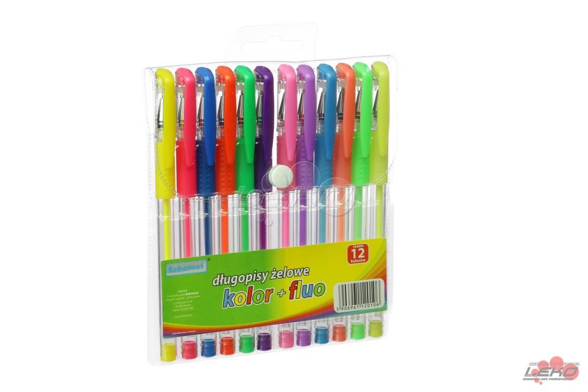 Długopis żelowy kolor + fluo 12kol.