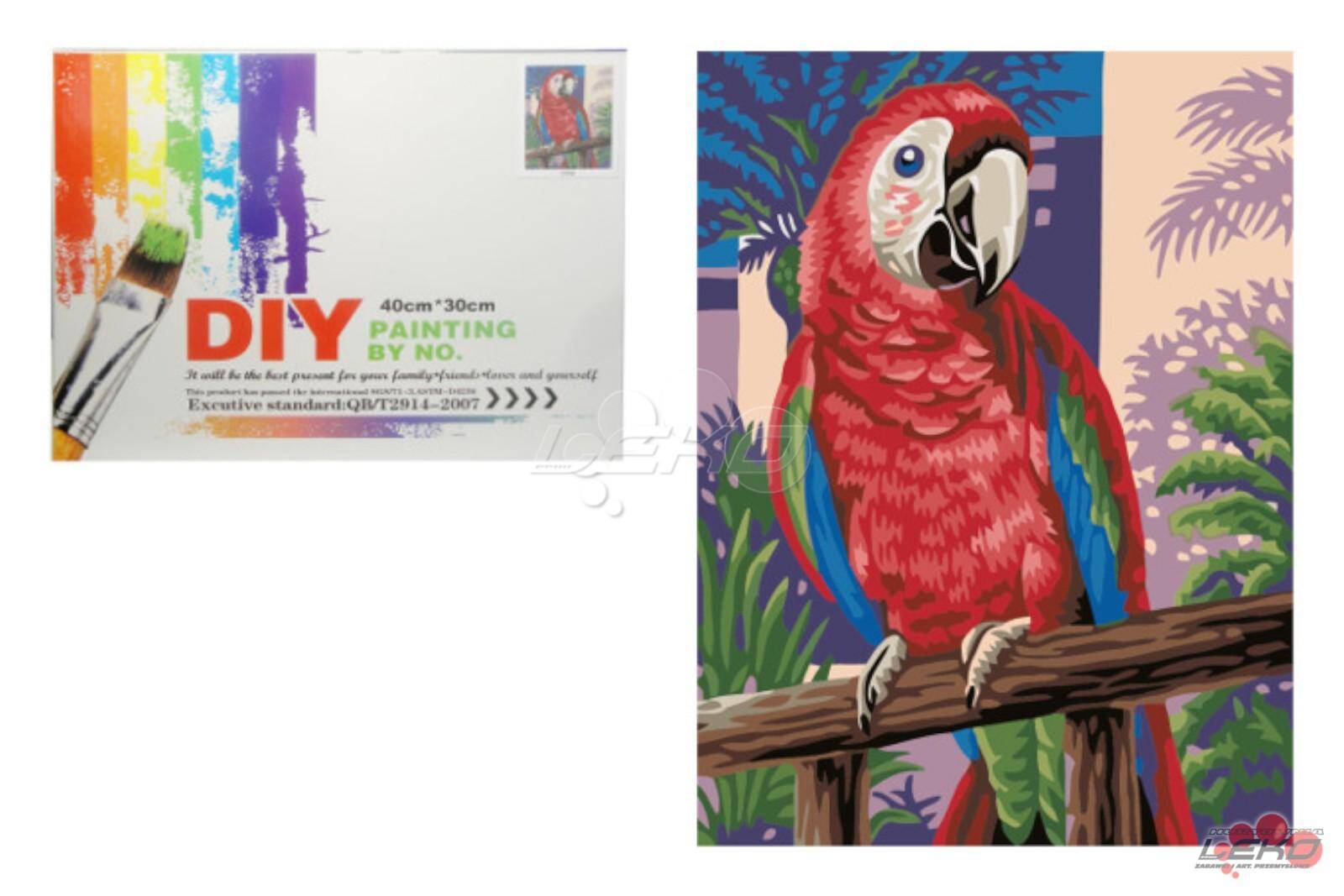 Malowanie po numerach 40x30cm - papuga