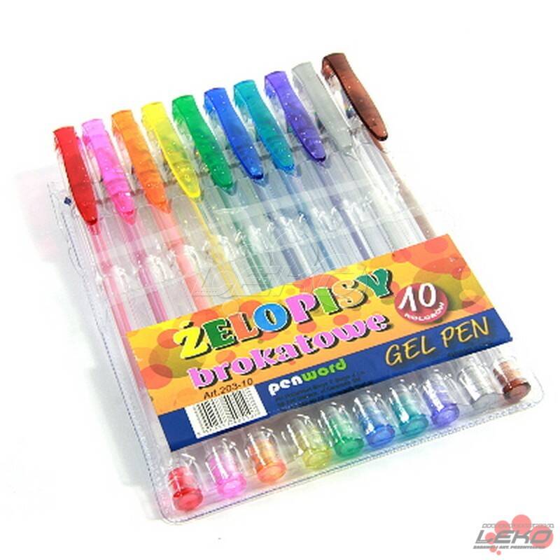 Długopis żelowy brokat 10 kolorów