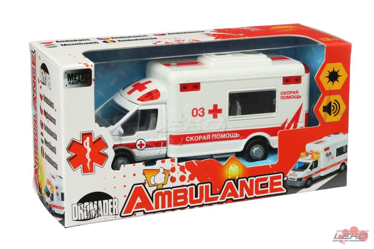 Auto ambulans 15cm metal-światło, dźwięk