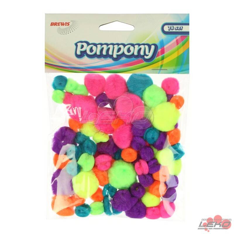 Pompony mix neon 10,15,20,25mm 78szt.