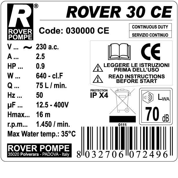 Pompa ROVER 30 brąz (Zdjęcie 2)