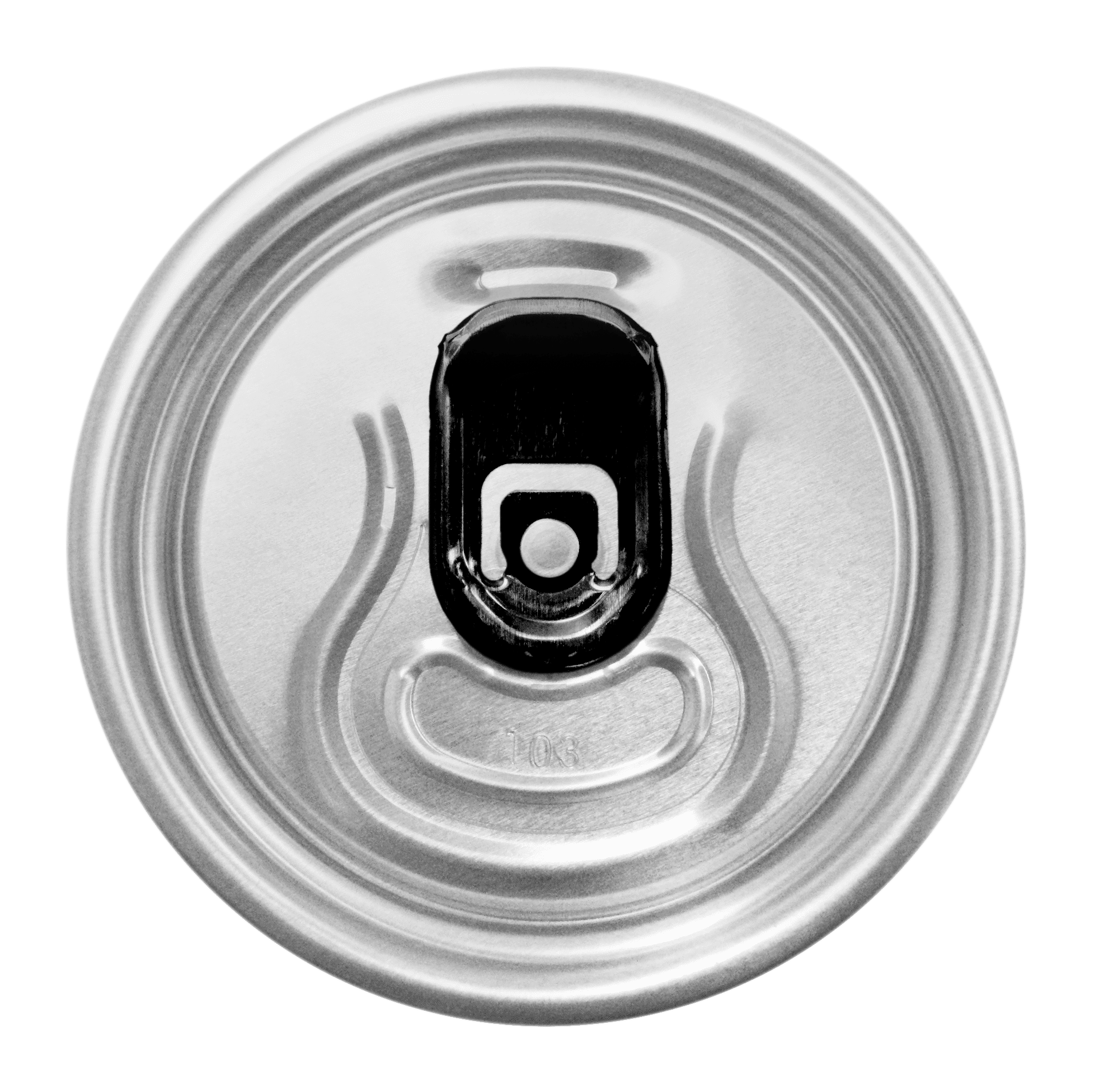 Beer can lid silver + black tab, lacquer