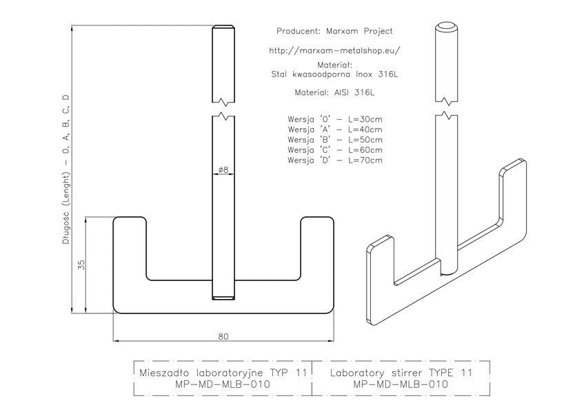 Laboratorieomrører type 11, l=30 cm (Foto 3)