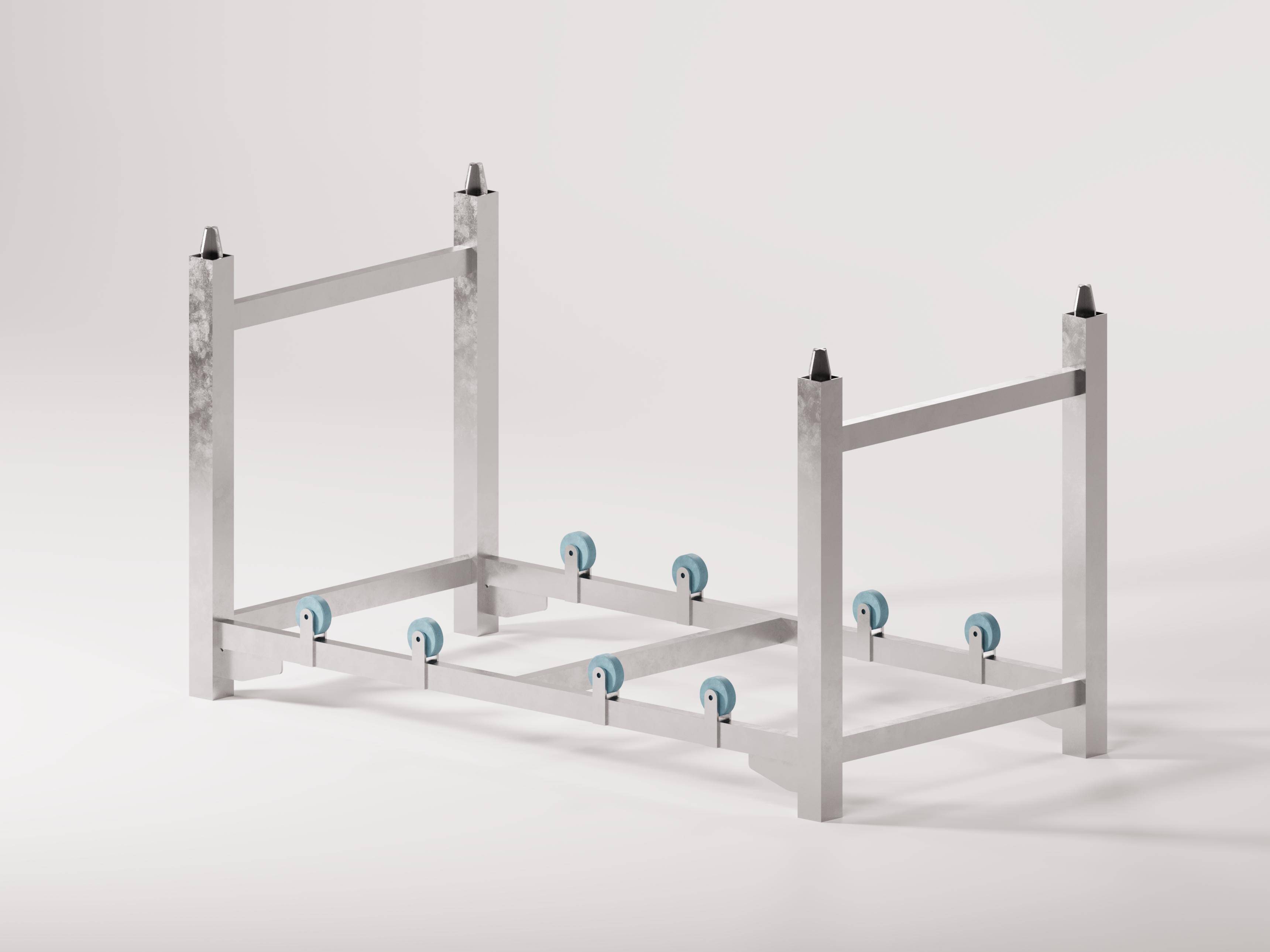 Support barriques rotatif dans une cage pour deux fûts 190-250L