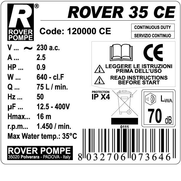 Pompa ROVER 35 brąz (Zdjęcie 2)
