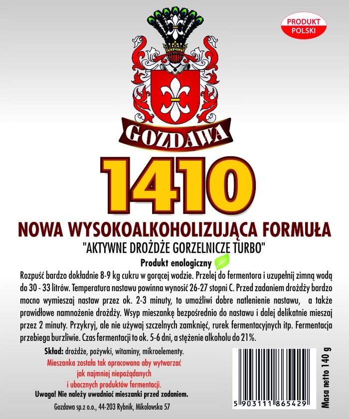 Drożdże gorzelnicze 1410 Gozdawa do 21% (Zdjęcie 1)