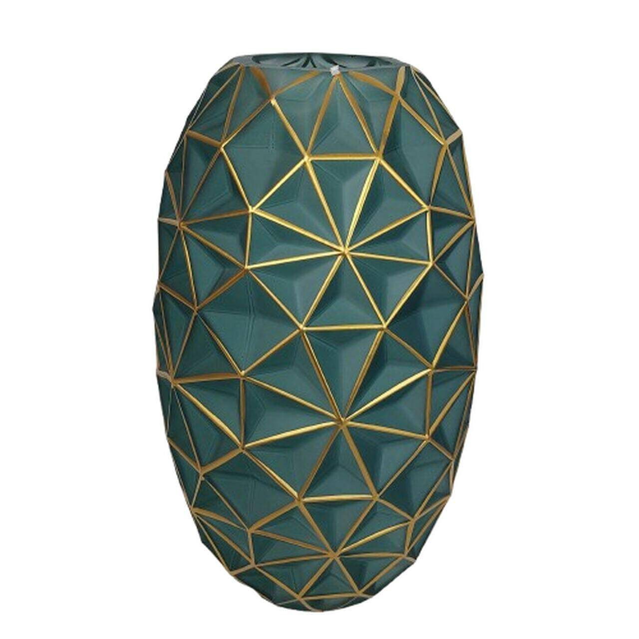 Wazon szklany zielono-złoty 37cm