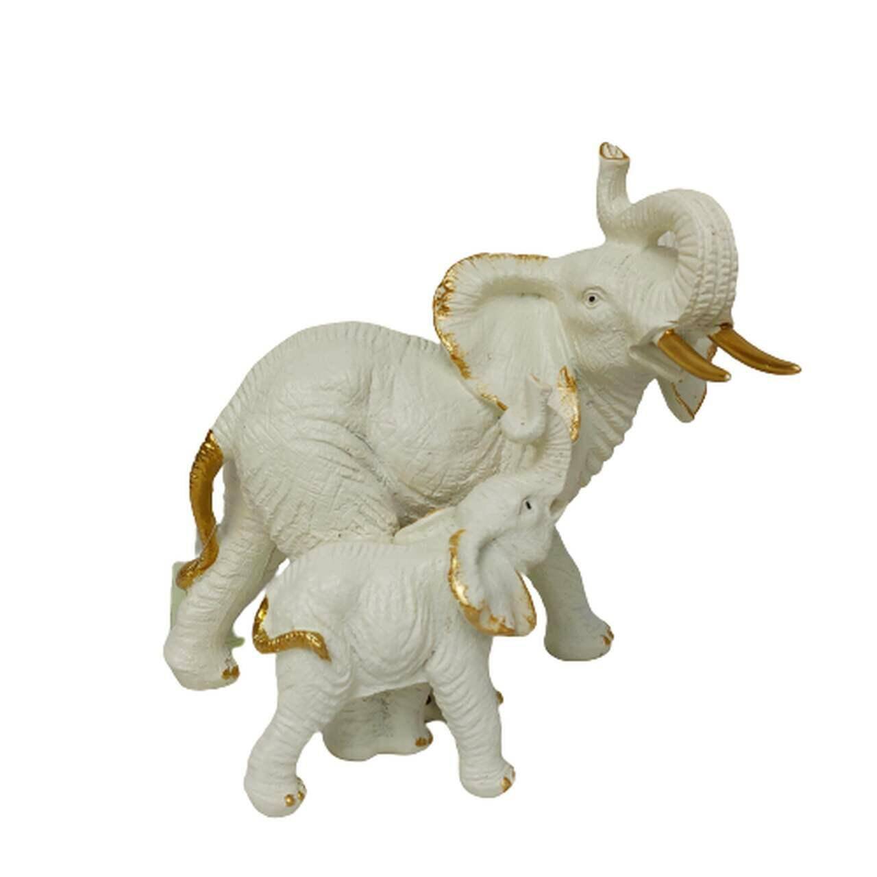 Słonie kremowe ze złotymi uszami 19cm