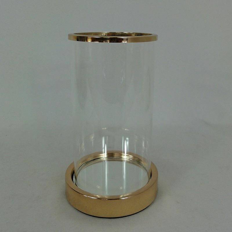 Świecznik szklany lustro złoty 20cm
