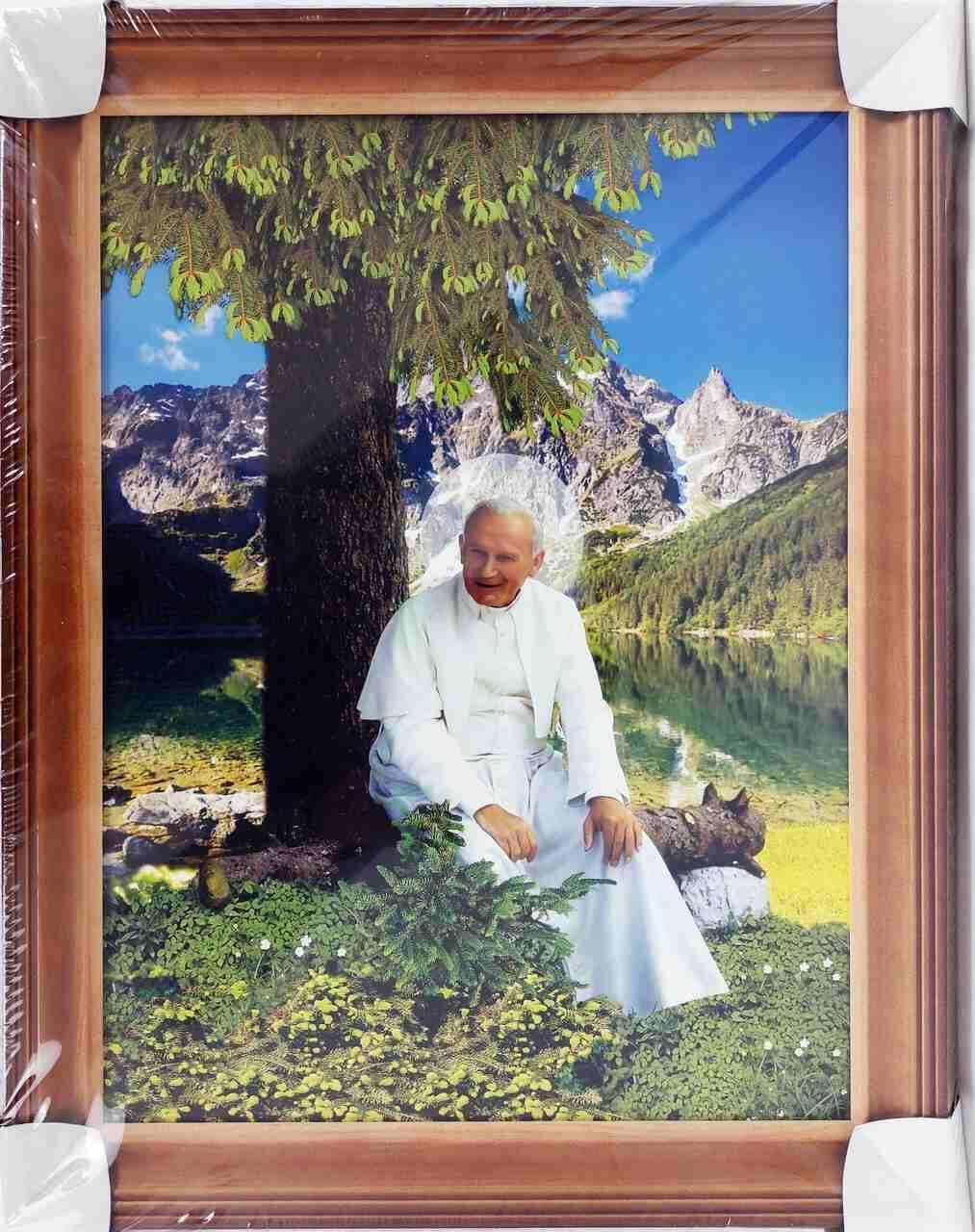 Obraz 30/40cm Jan Paweł II pod drzewem