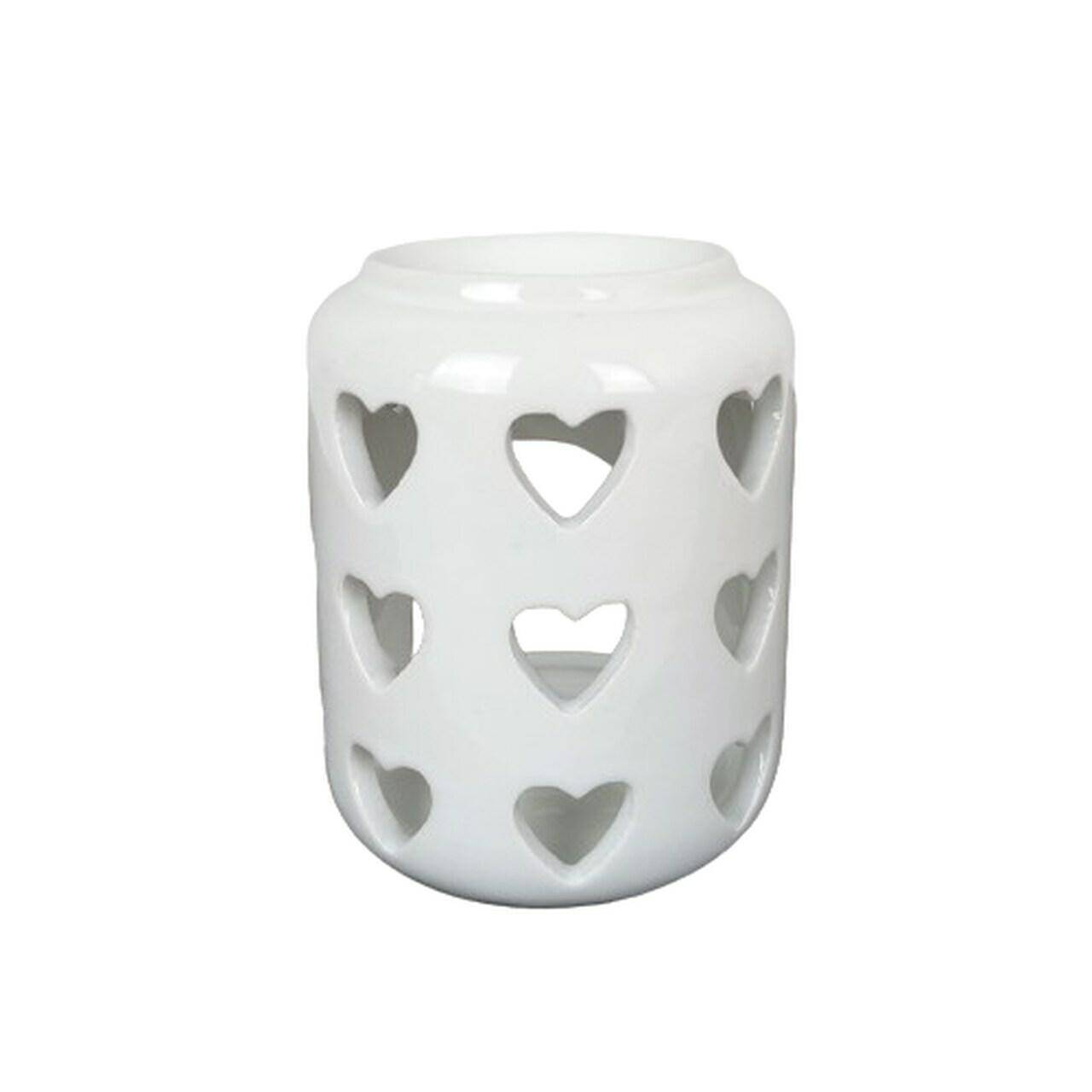 Kominek ceramiczny z sercami biały 10cm (Photo 1)