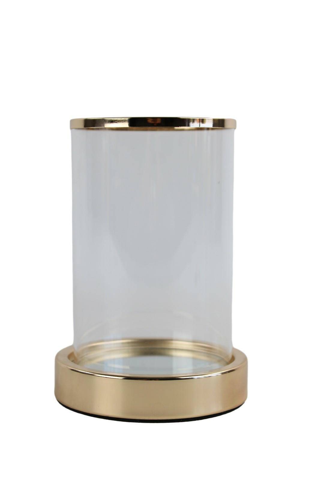 Świecznik szklany lustro złoty 17,5cm