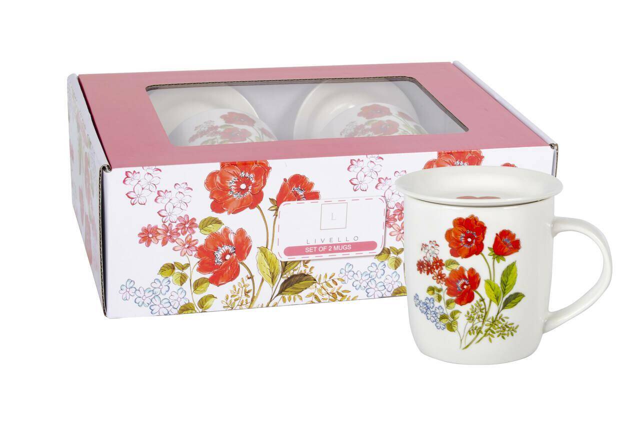 Kubki kpl 2szt 340ml spodek+łyżeczka