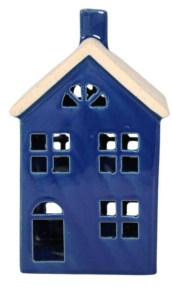 Domek ceramiczny LED niebieski duży