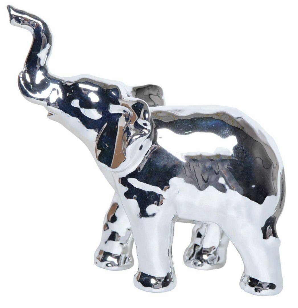 Słoń ceramiczny srebrny 77741
