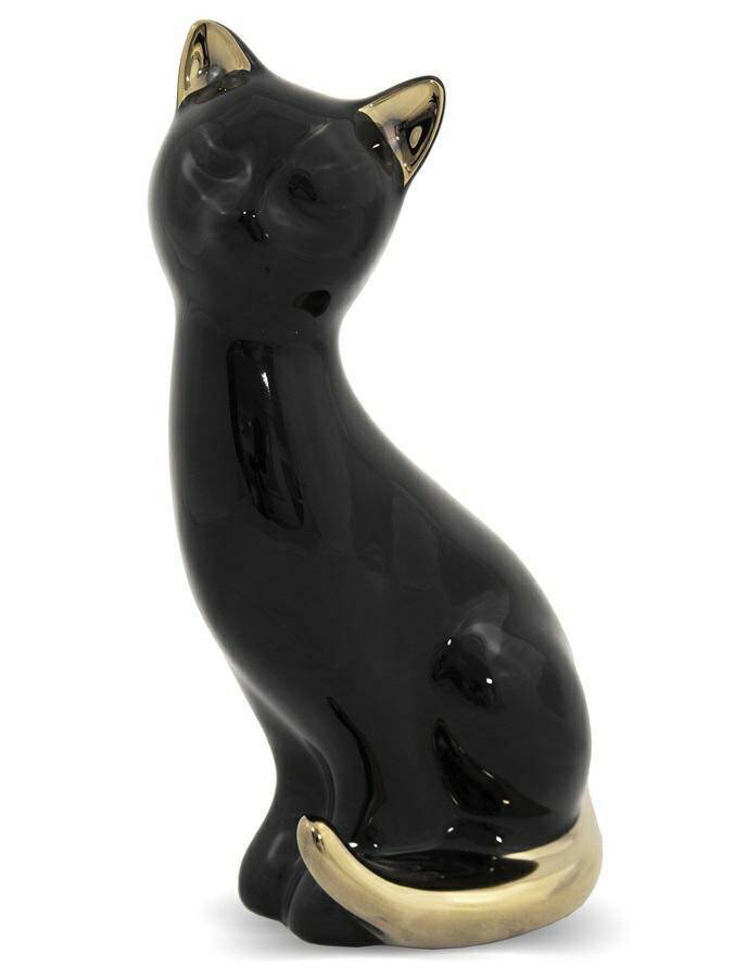Figurka kot czarny ze złotem 112758