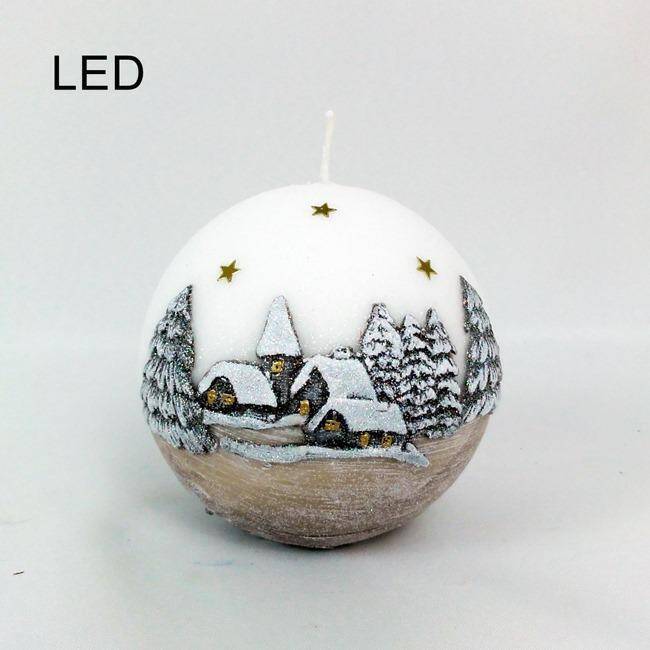 Świeca z diodą LED zimowy sen 2 kula