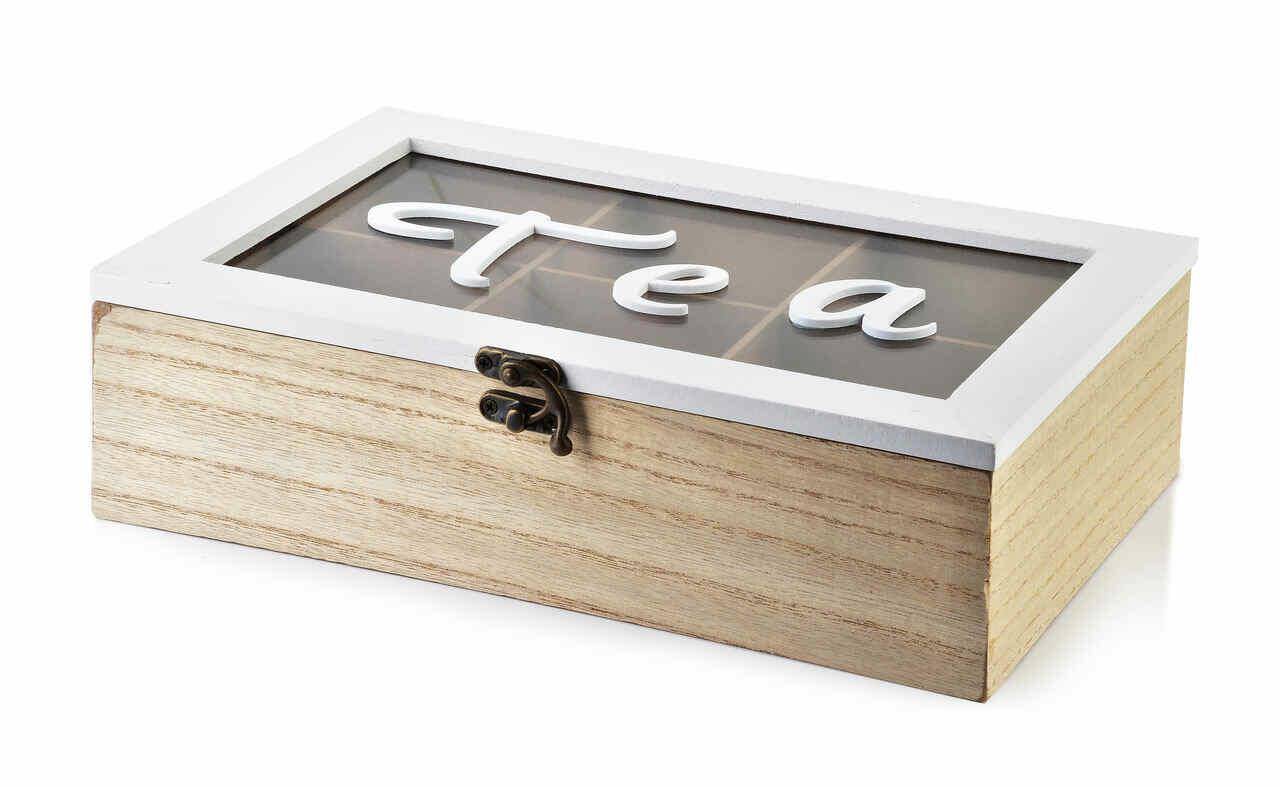SADIE Pudełko na herbatę natura+biały